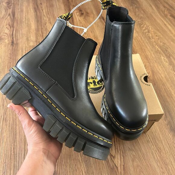 DR MARTENS Audrick Chelsea black leather platform boots booties shoes sz 7 new - Picture 6 of 7